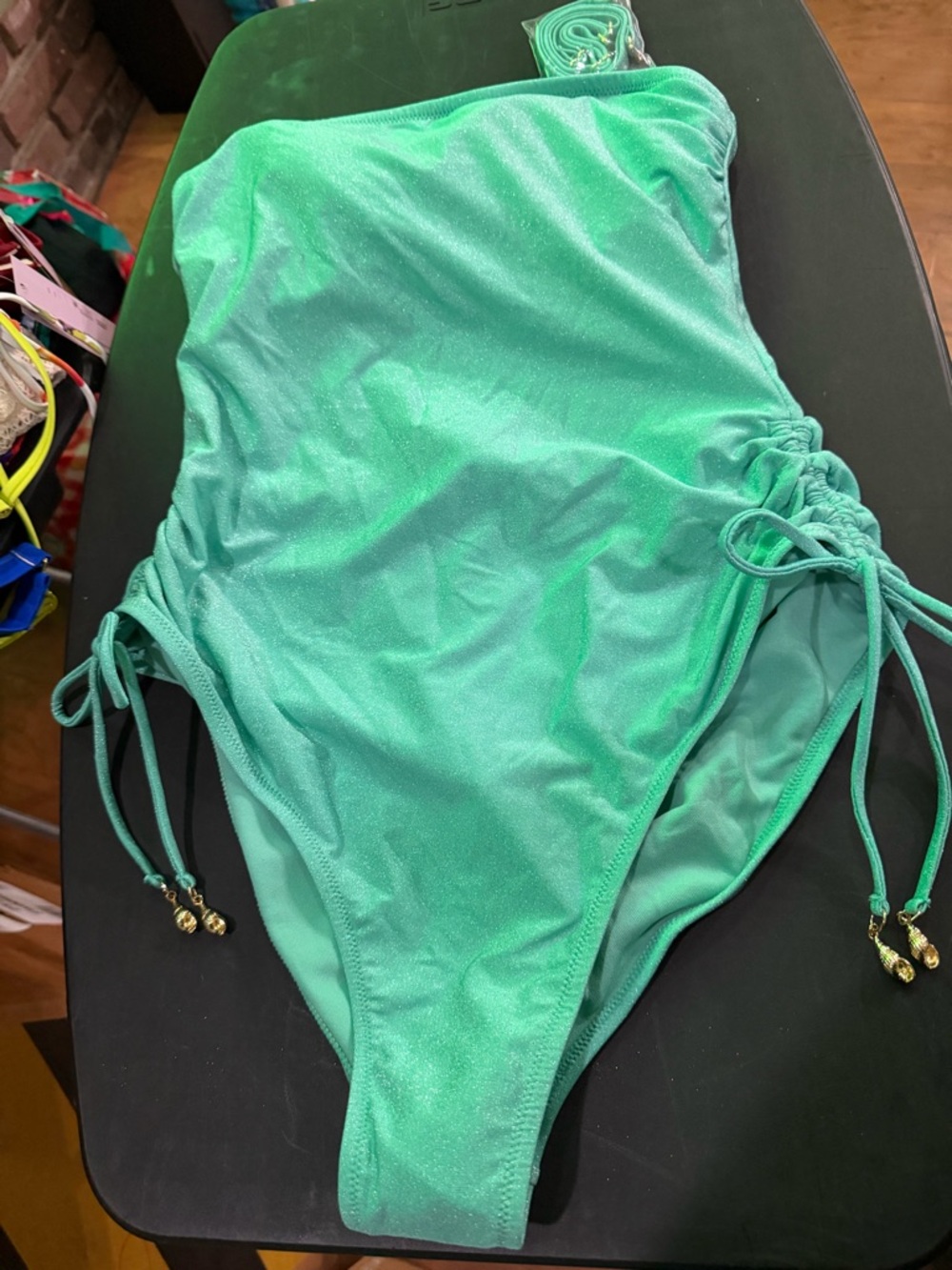 Target Women's Shimmery Mint Green One-Piece Swimsuit